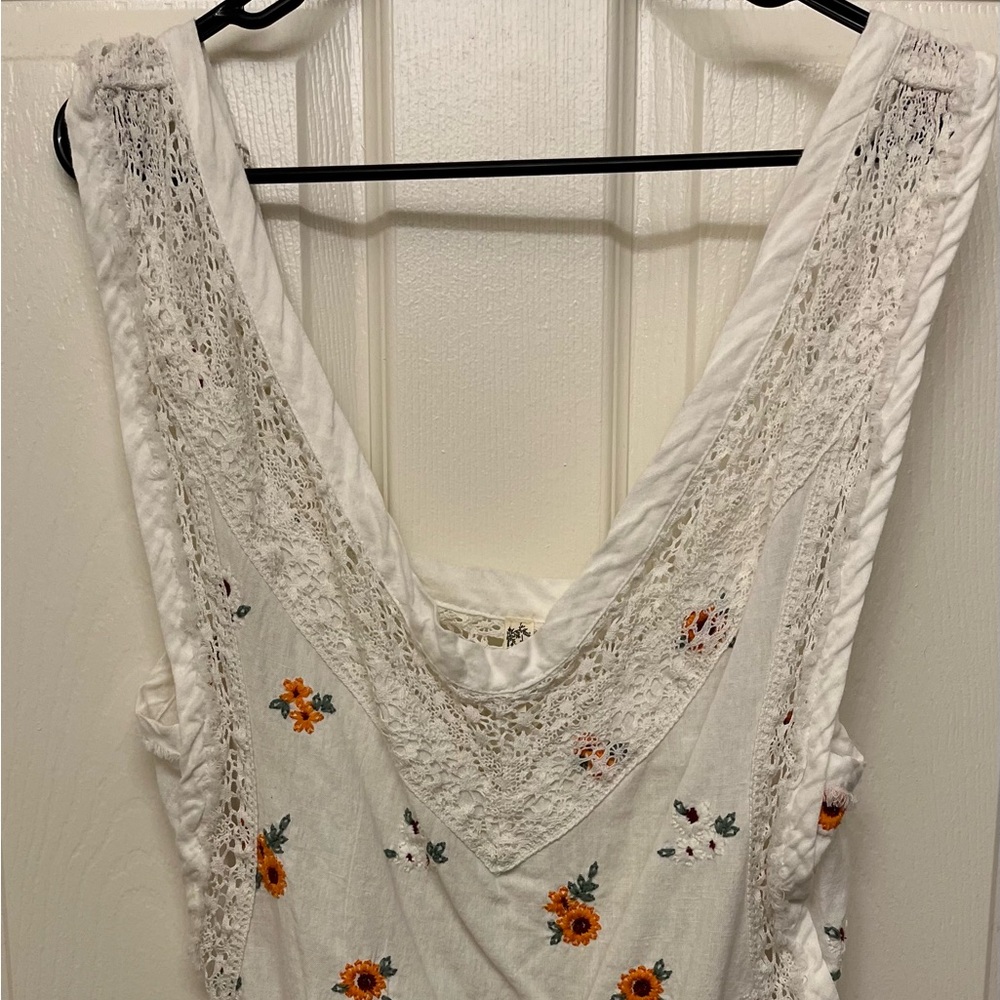 Free People Ivory Lace Embroidered Bodysuit